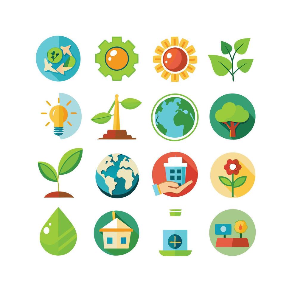 Environment and sustainability icon set illustration vector
