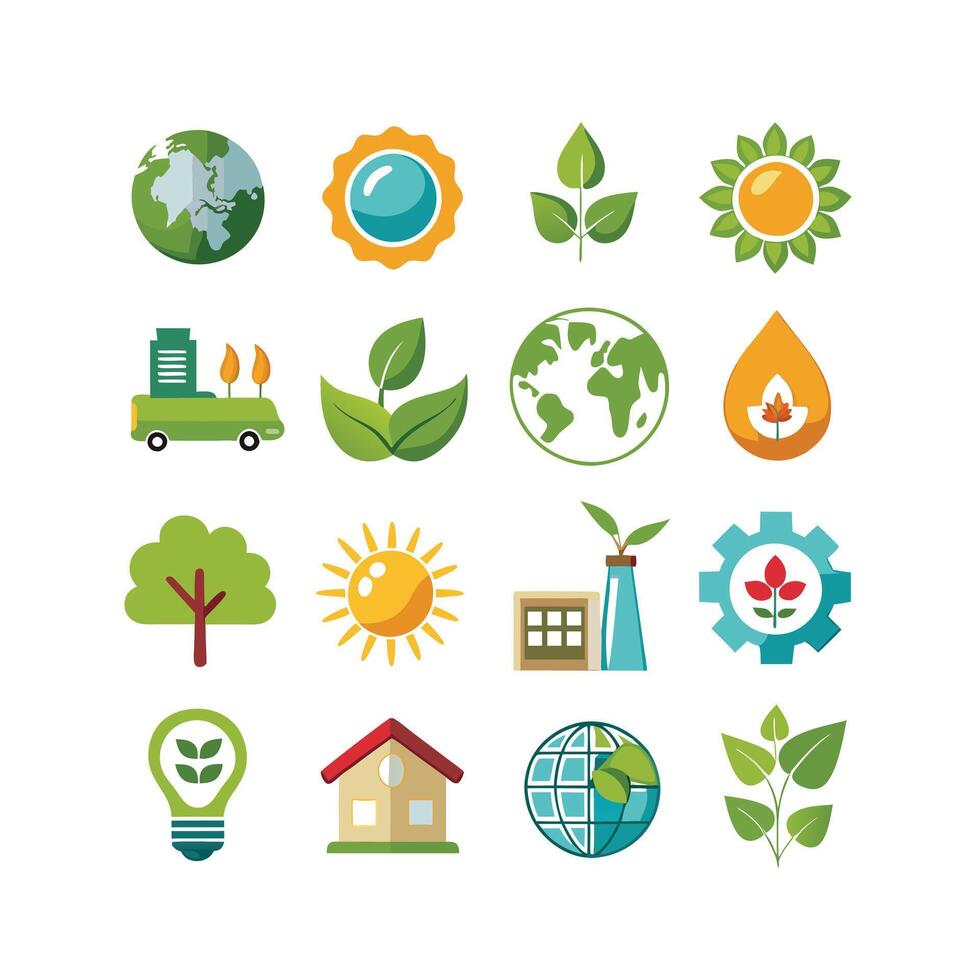 Environment and sustainability icon set illustration vector