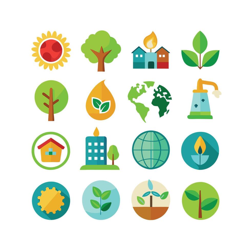 Environment and sustainability icon set illustration vector