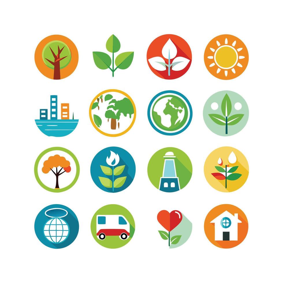Environment and sustainability icon set illustration vector