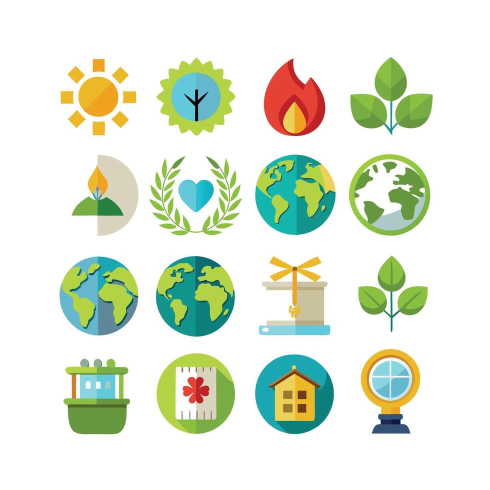 Environment and sustainability icon set illustration vector