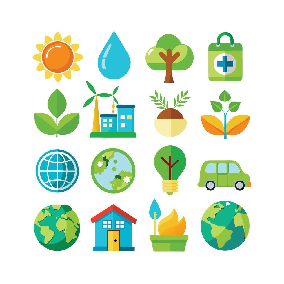 Environment and sustainability icon set illustration vector
