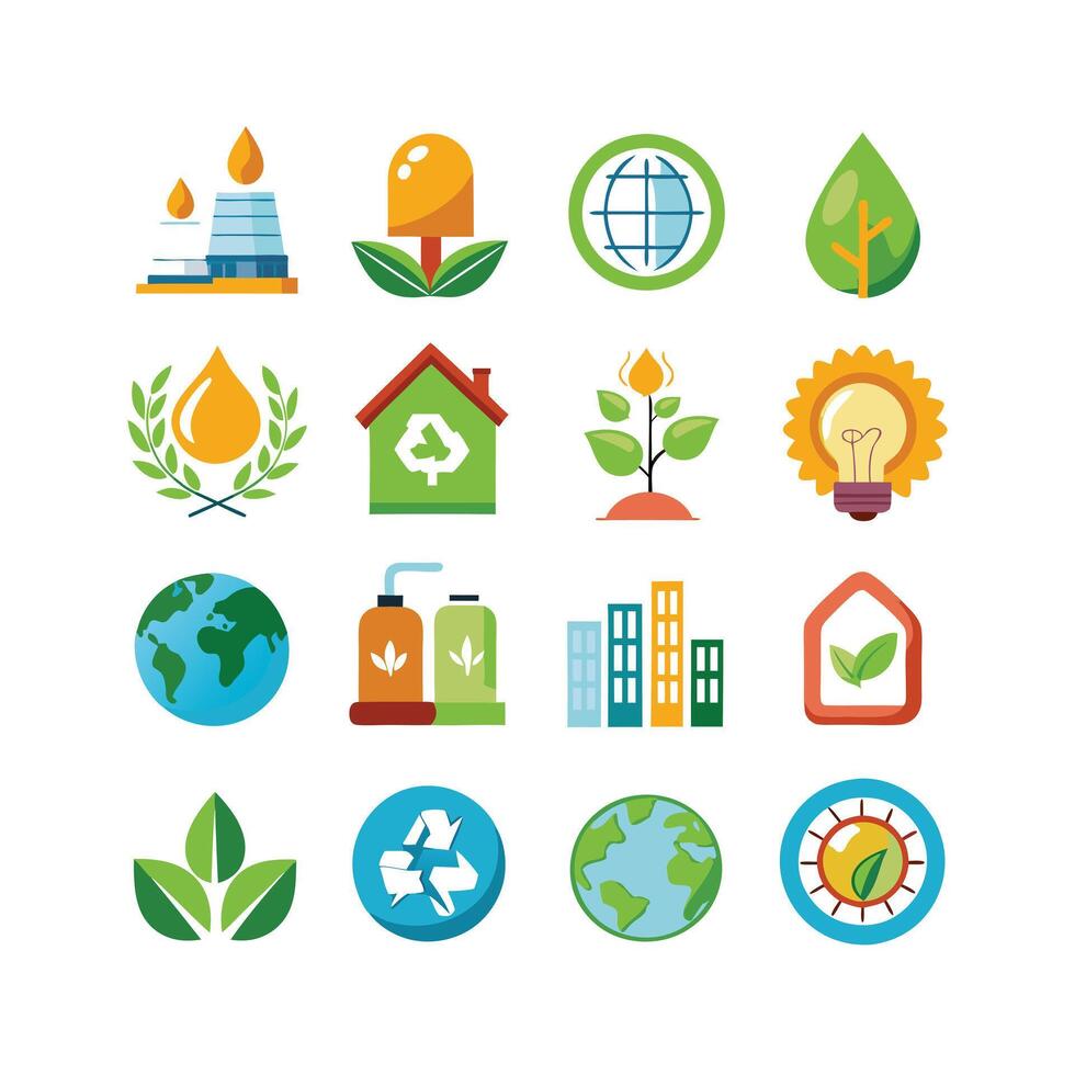 Environment and sustainability icon set illustration vector