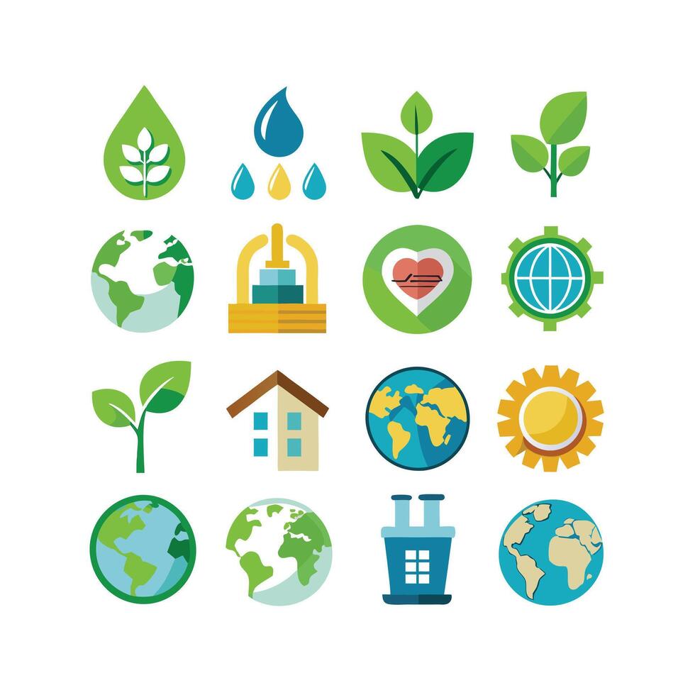 Environment and sustainability icon set illustration vector