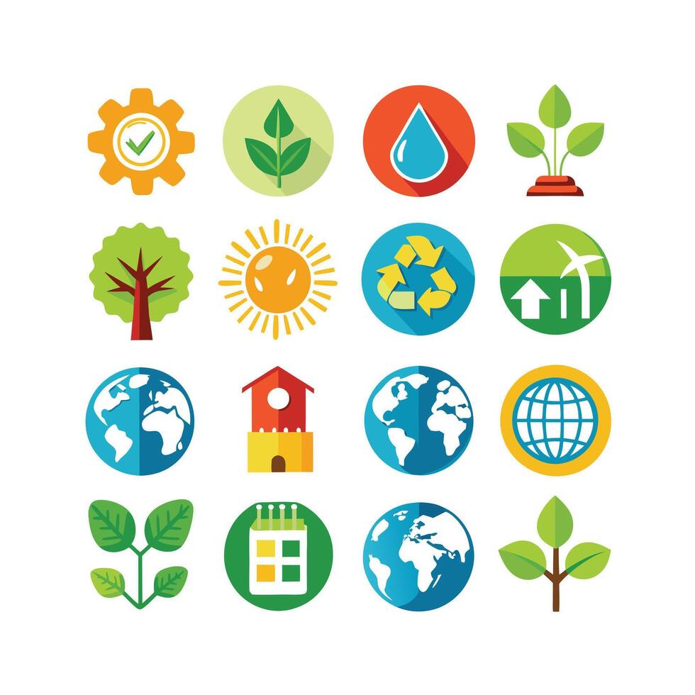 Environment and sustainability icon set illustration vector