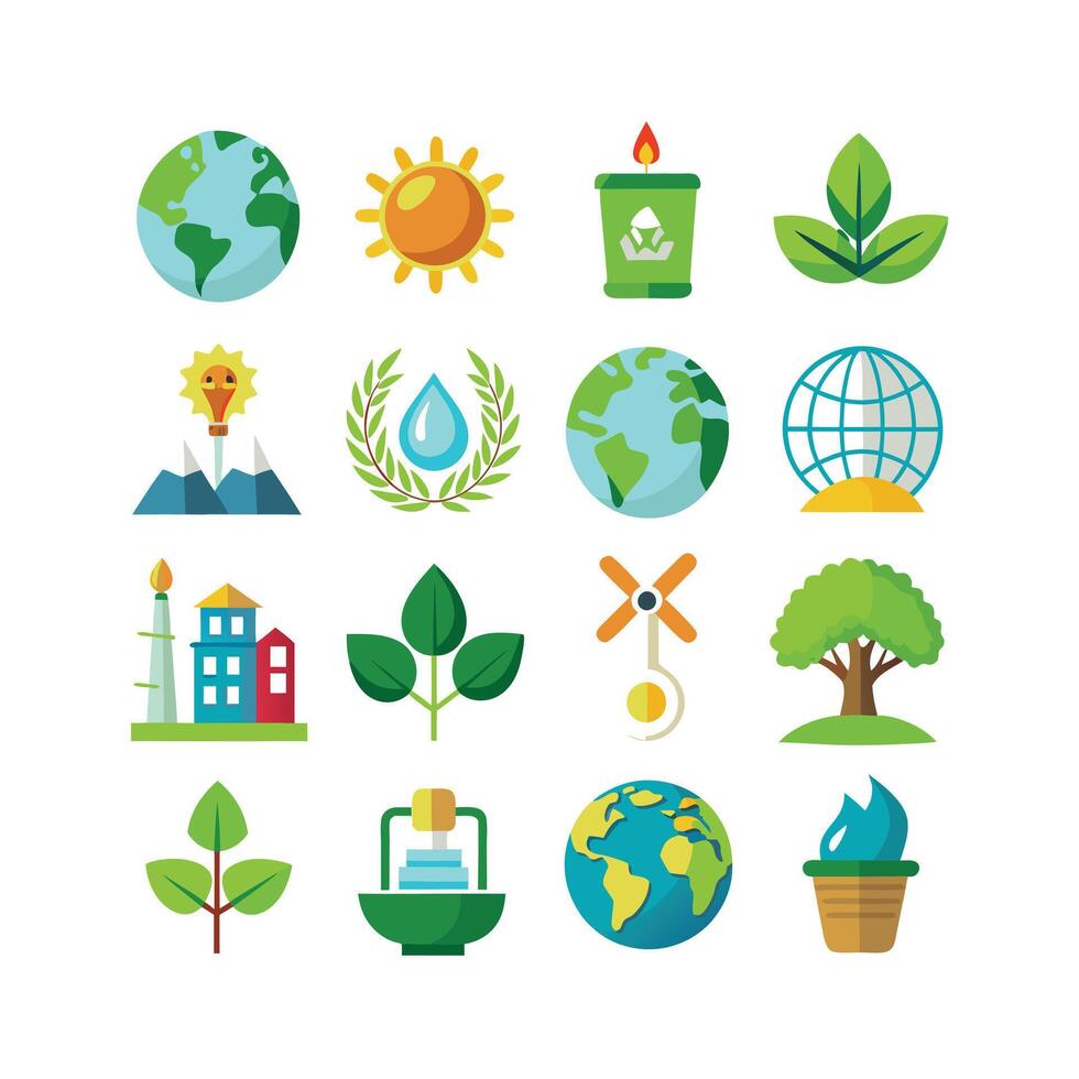Environment and sustainability icon set illustration vector