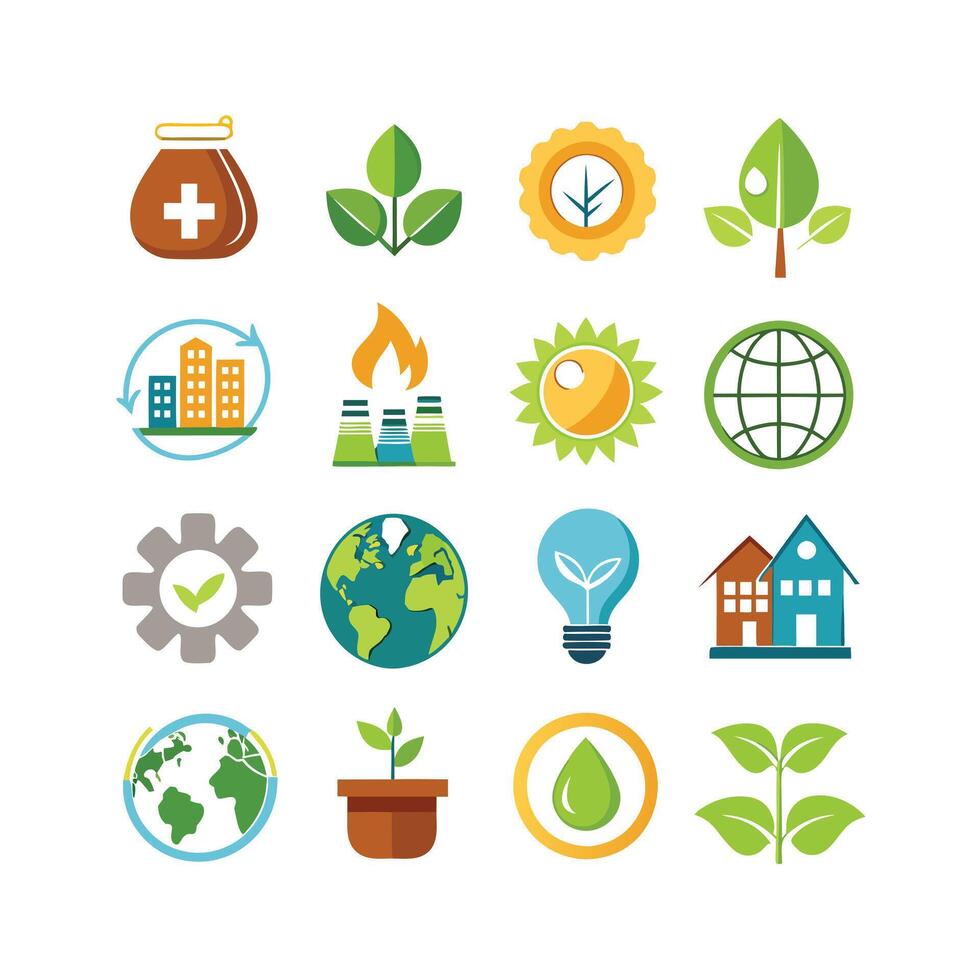 Environment and sustainability icon set illustration vector