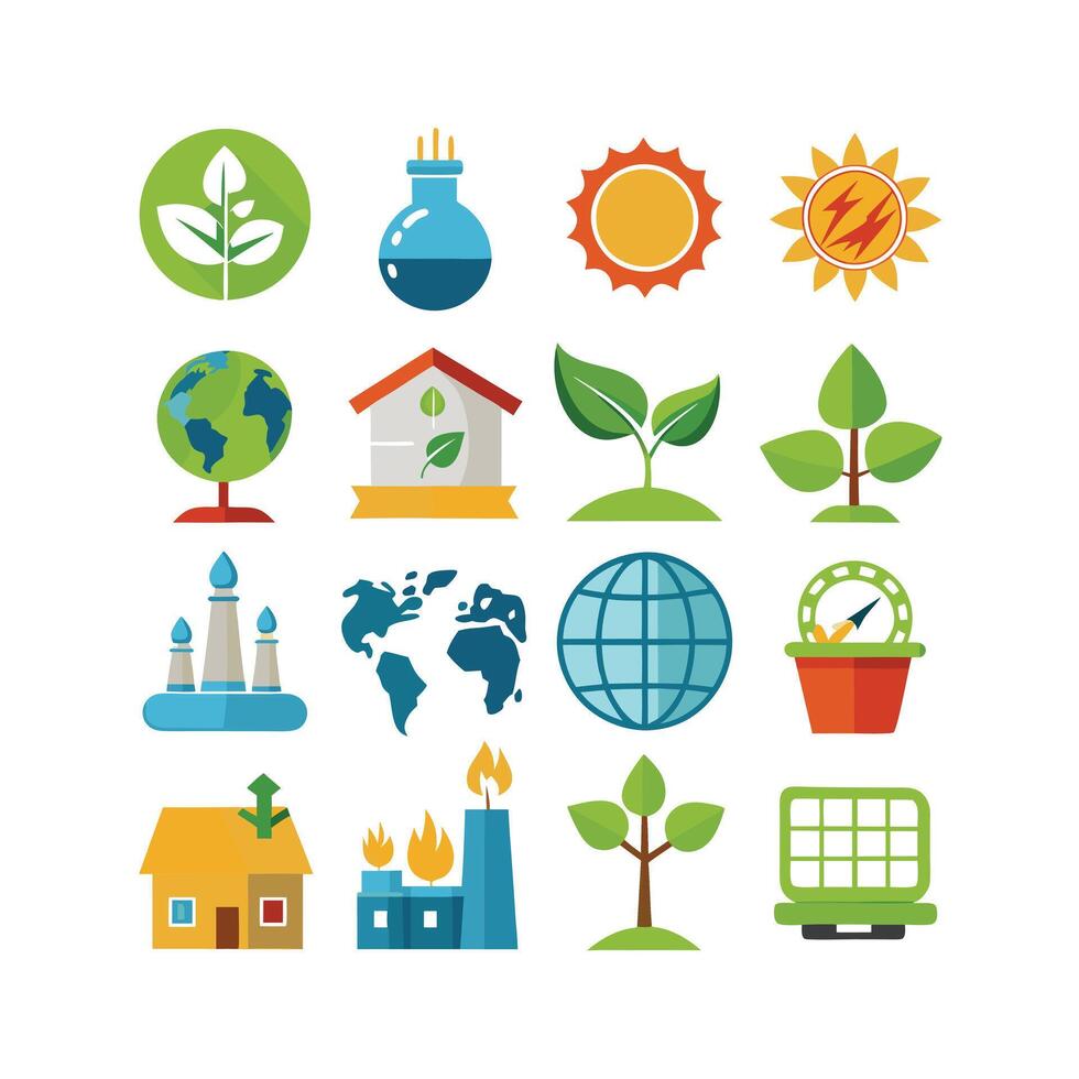 Environment and sustainability icon set illustration vector