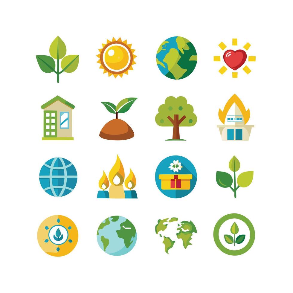 Environment and sustainability icon set illustration vector