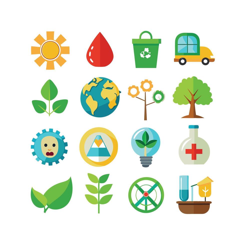 Environment and sustainability icon set illustration vector