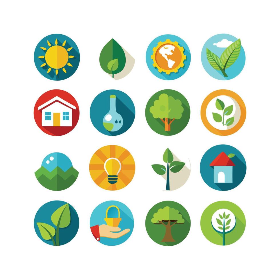 Environment and sustainability icon set illustration vector