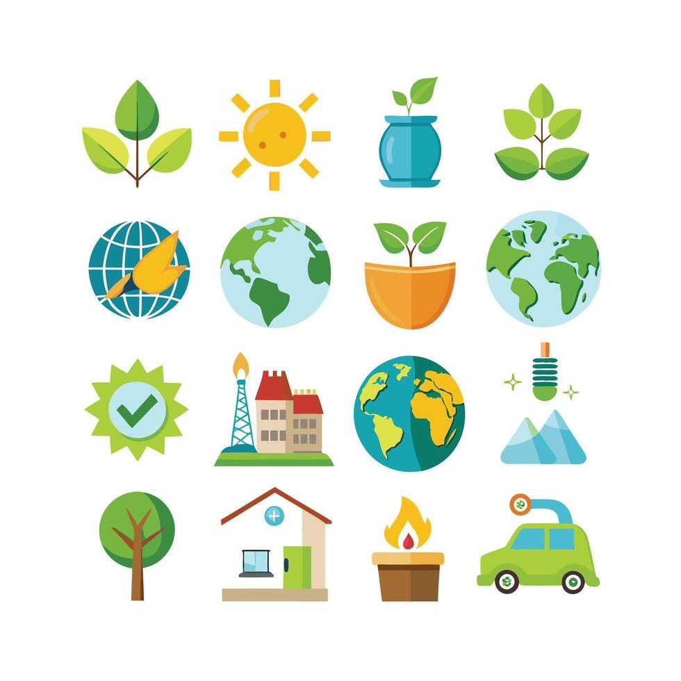 Environment and sustainability icon set illustration vector