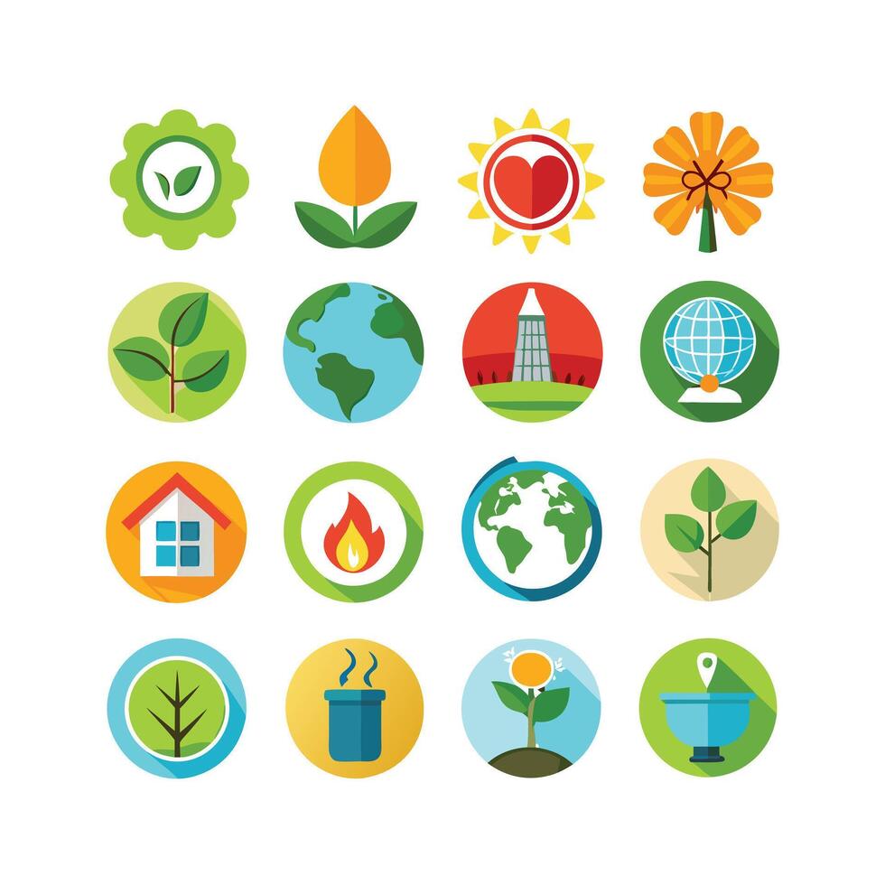 Environment and sustainability icon set illustration vector