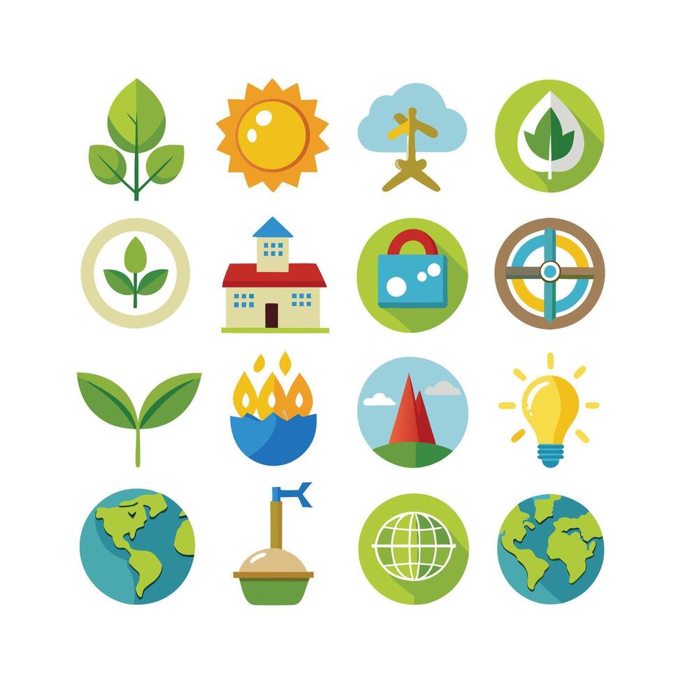Environment and sustainability icon set illustration vector
