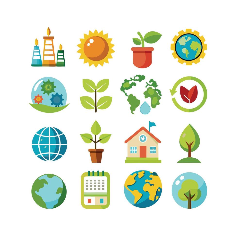 Environment and sustainability icon set illustration vector