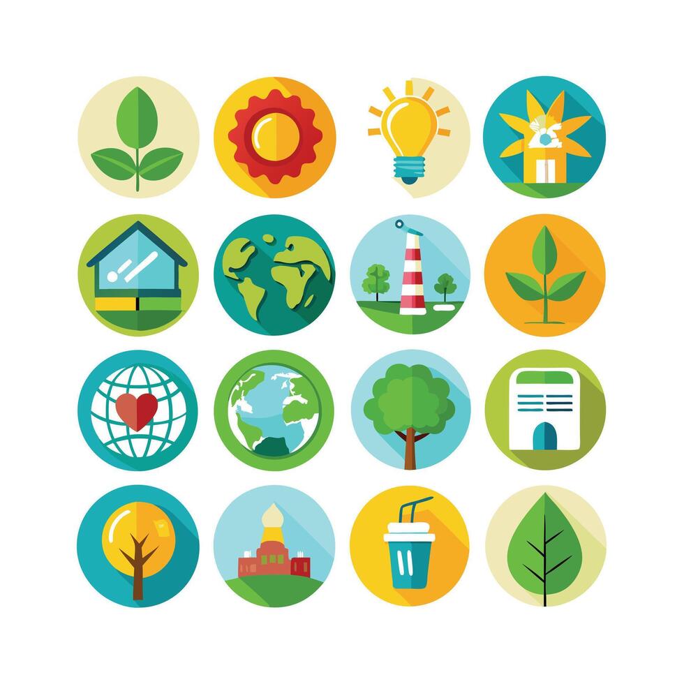 Environment and sustainability icon set illustration vector