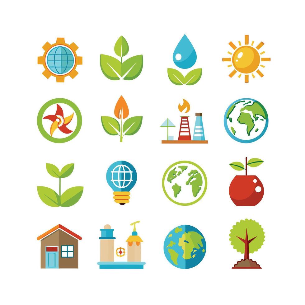 Environment and sustainability icon set illustration vector