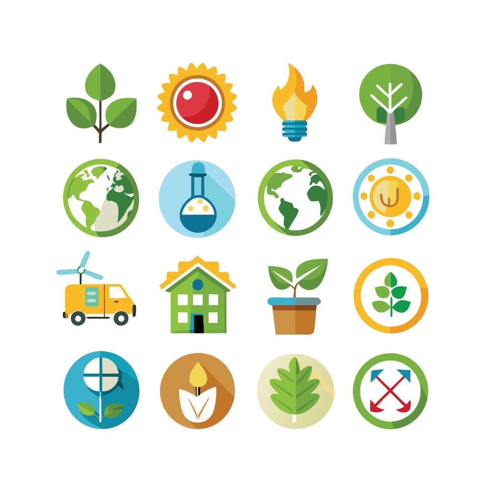 Environment and sustainability icon set illustration vector