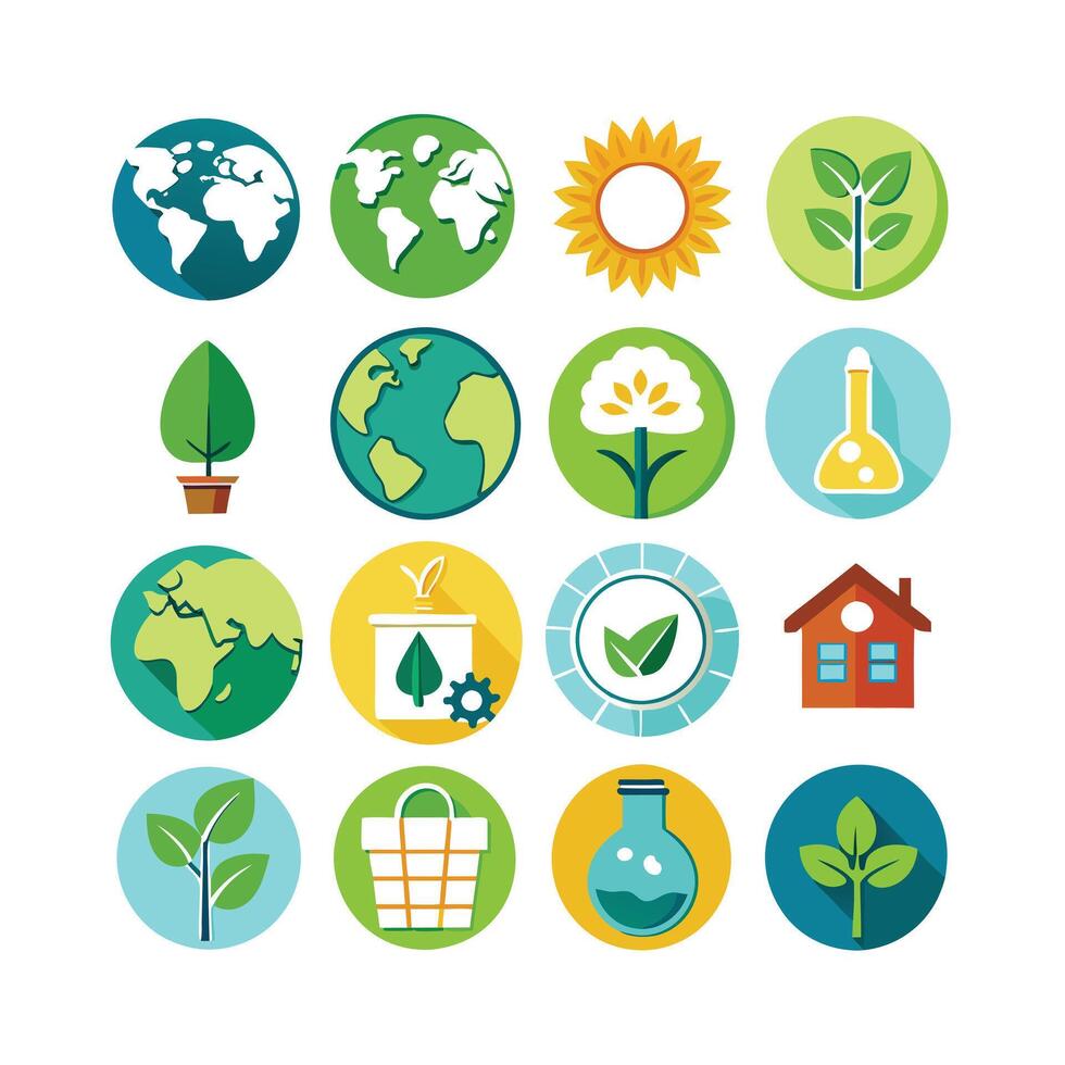 Environment and sustainability icon set illustration vector