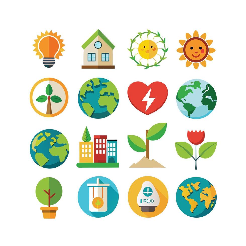 Environment and sustainability icon set illustration vector