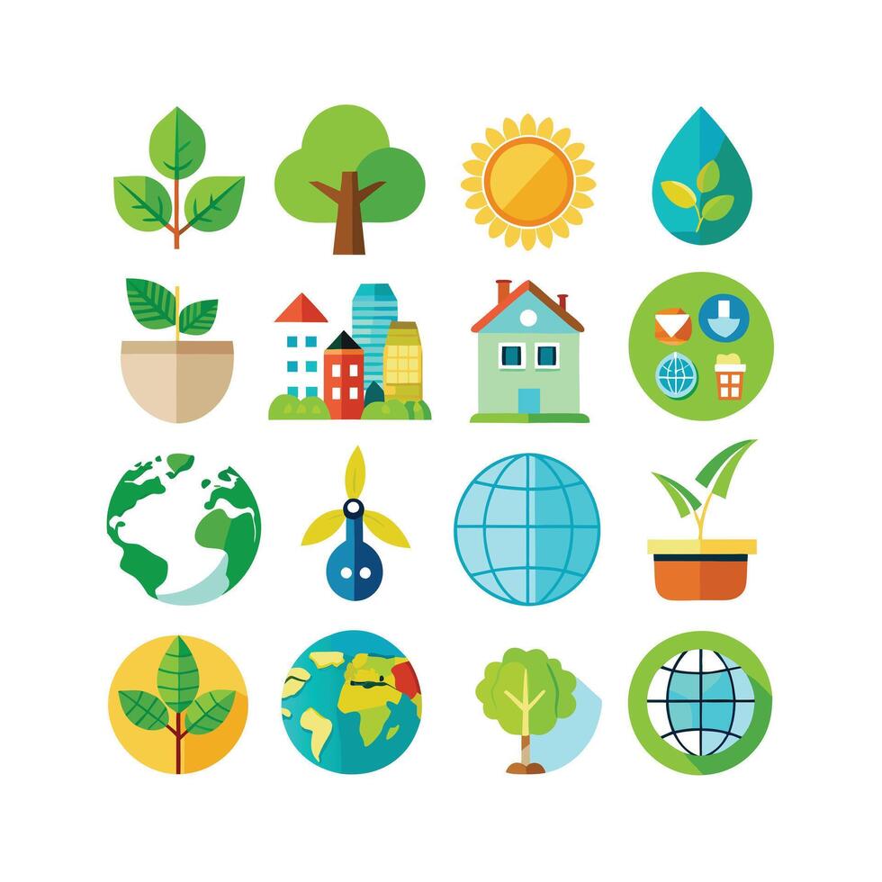 Environment and sustainability icon set illustration vector