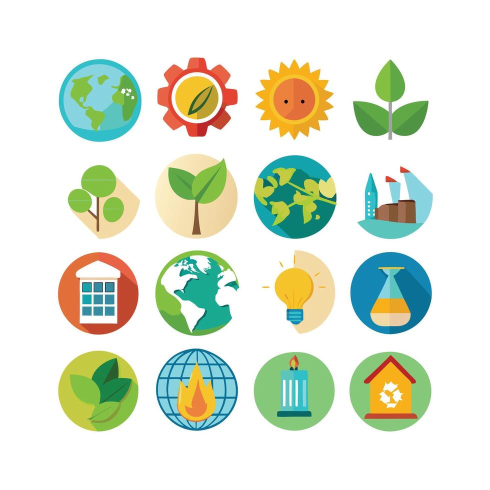 Environment and sustainability icon set illustration vector