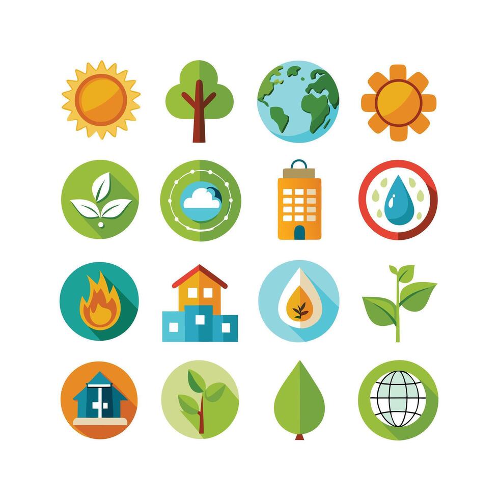 Environment and sustainability icon set illustration vector