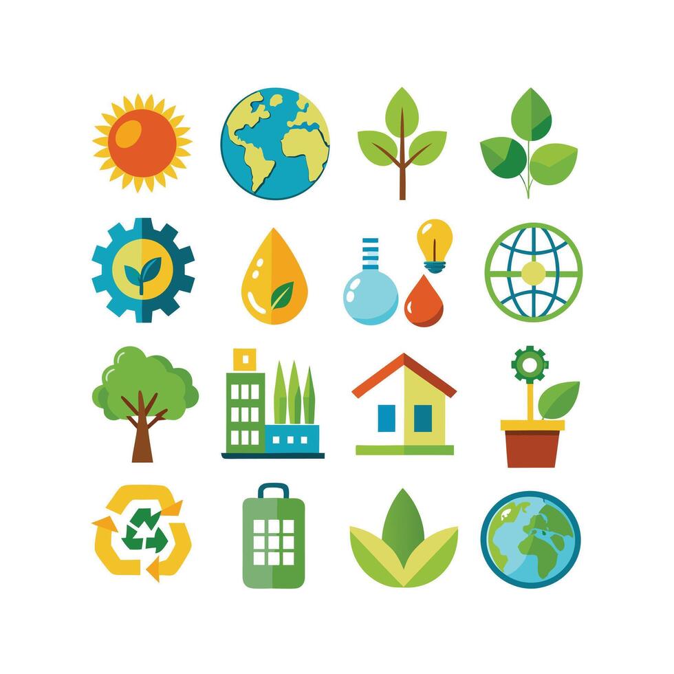 Environment and sustainability icon set illustration vector
