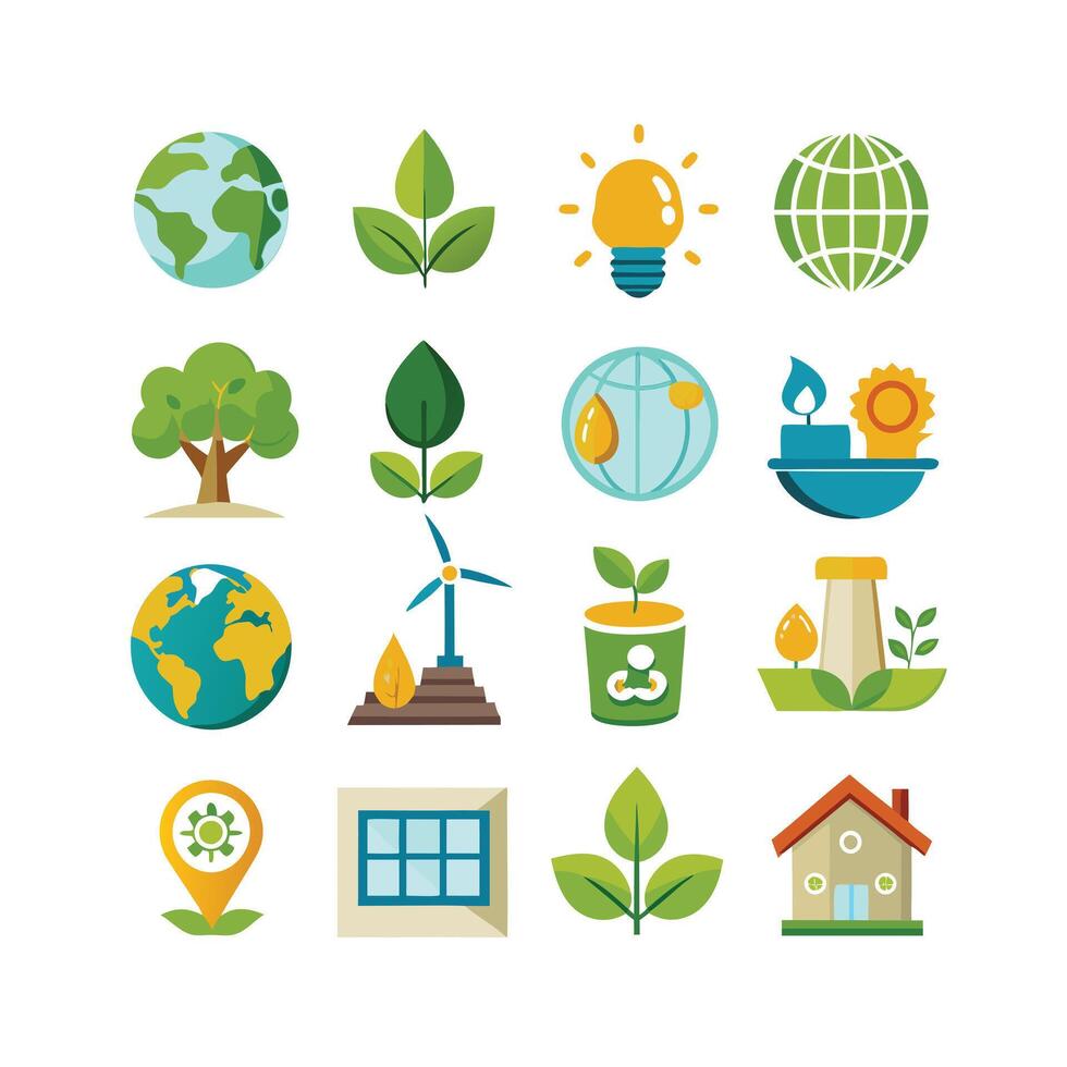 Environment and sustainability icon set illustration vector