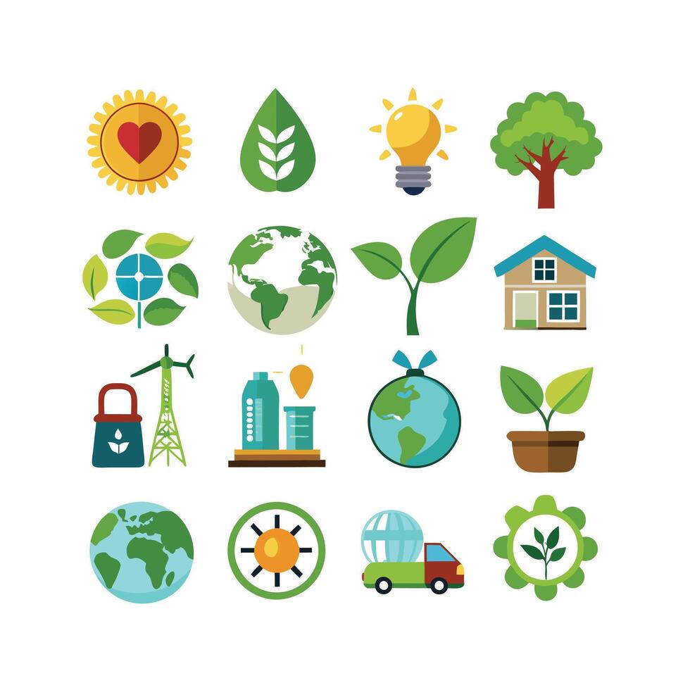 Environment and sustainability icon set illustration vector