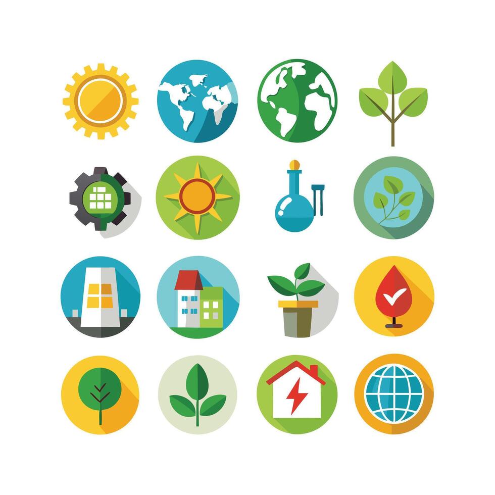 Environment and sustainability icon set illustration vector