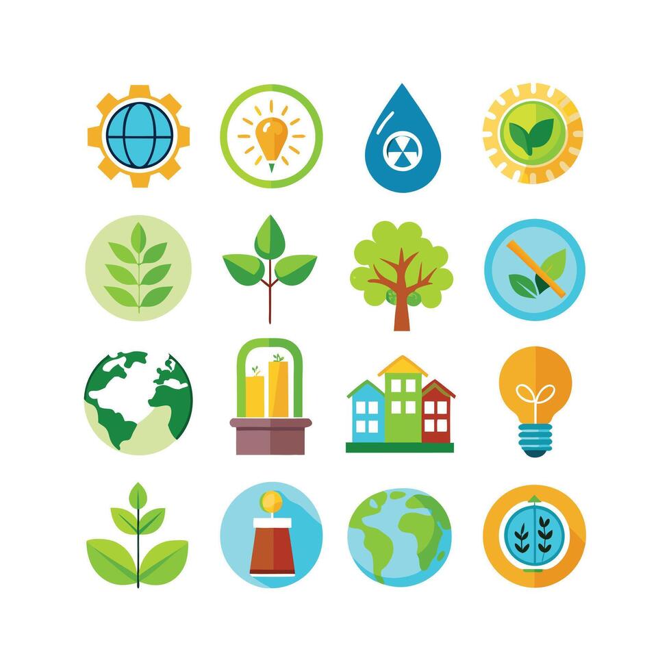 Environment and sustainability icon set illustration vector