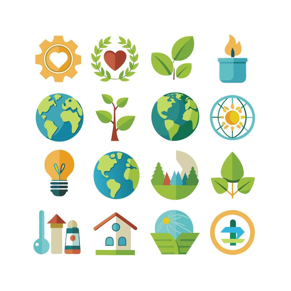 Environment and sustainability icon set illustration vector