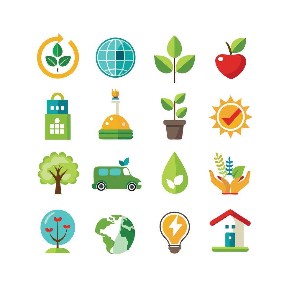Environment and sustainability icon set illustration vector