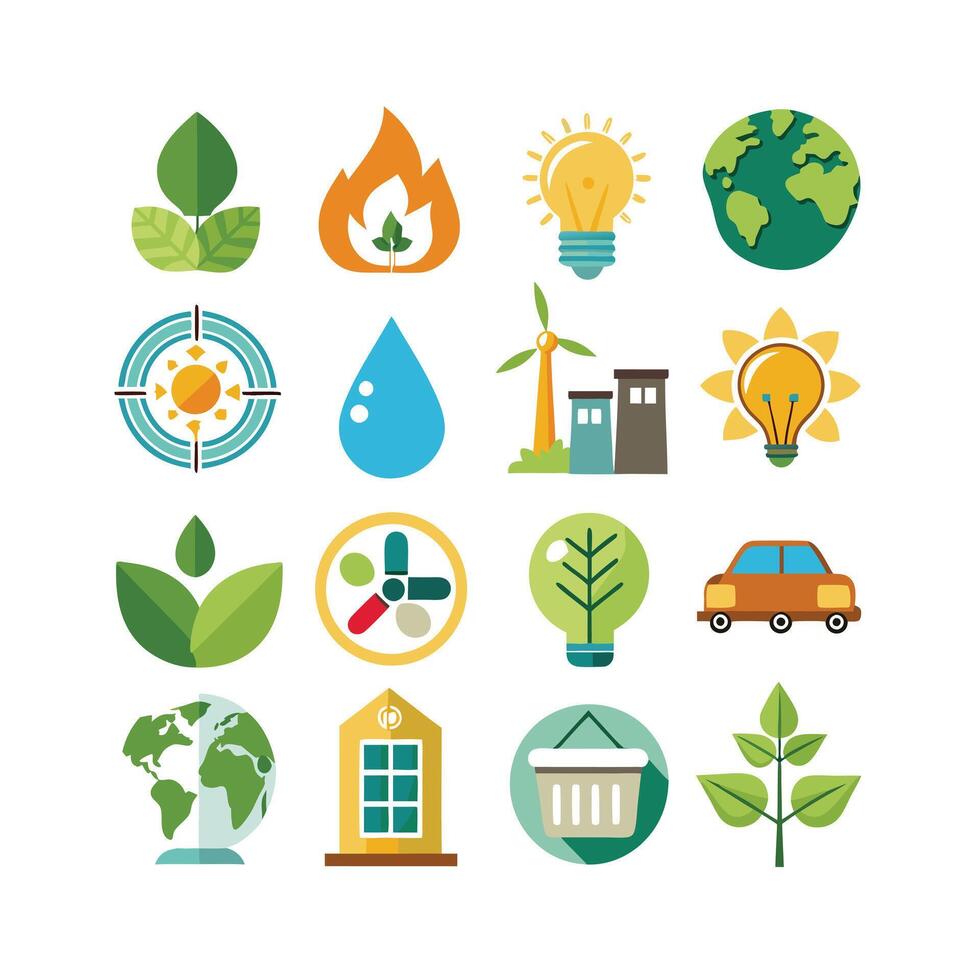 Environment and sustainability icon set illustration vector