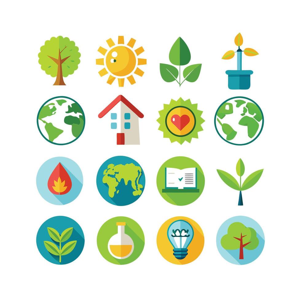 Environment and sustainability icon set illustration vector