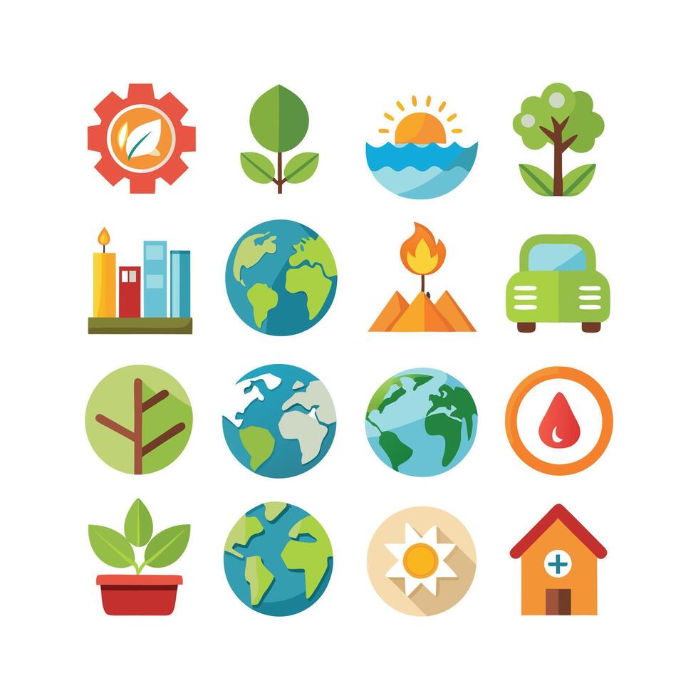 Environment and sustainability icon set illustration vector