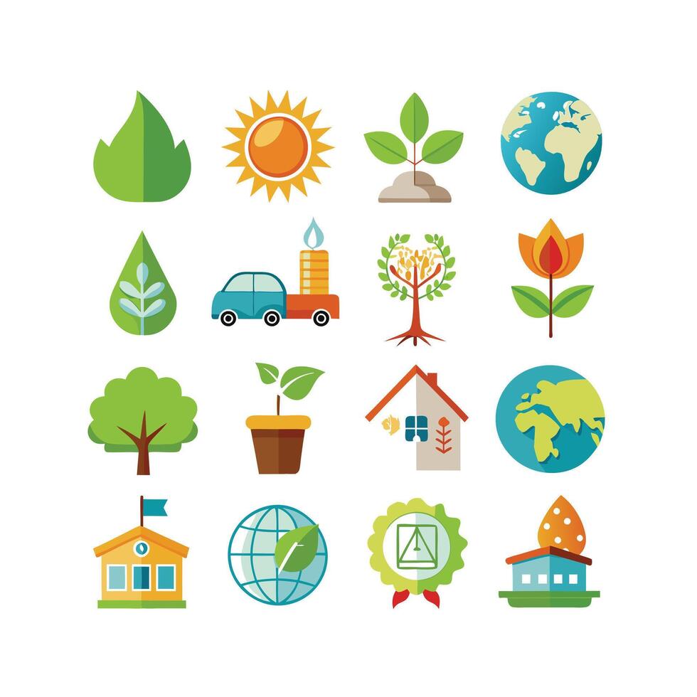Environment and sustainability icon set illustration vector