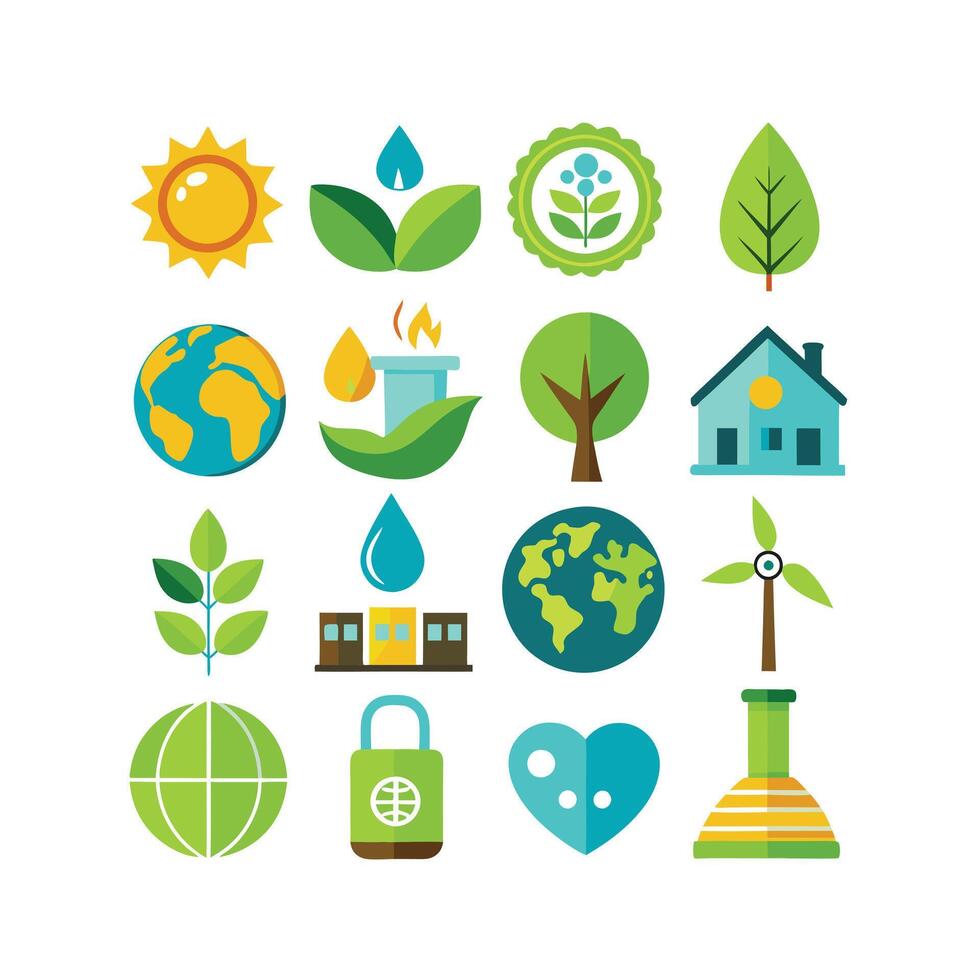 Environment and sustainability icon set illustration vector