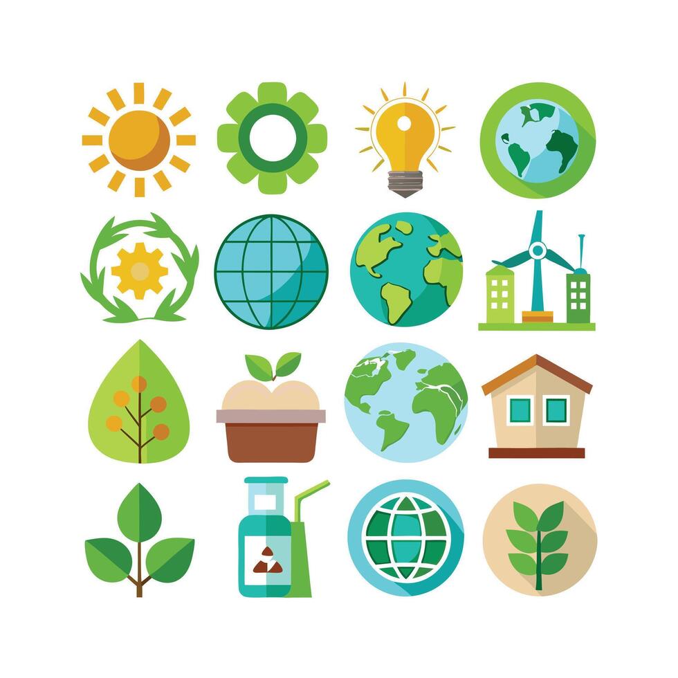 Environment and sustainability icon set illustration vector