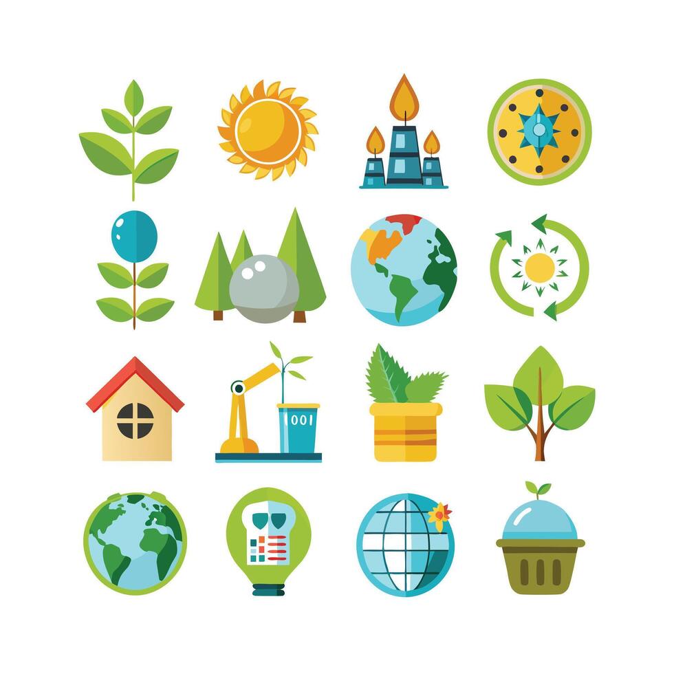 Environment and sustainability icon set illustration vector