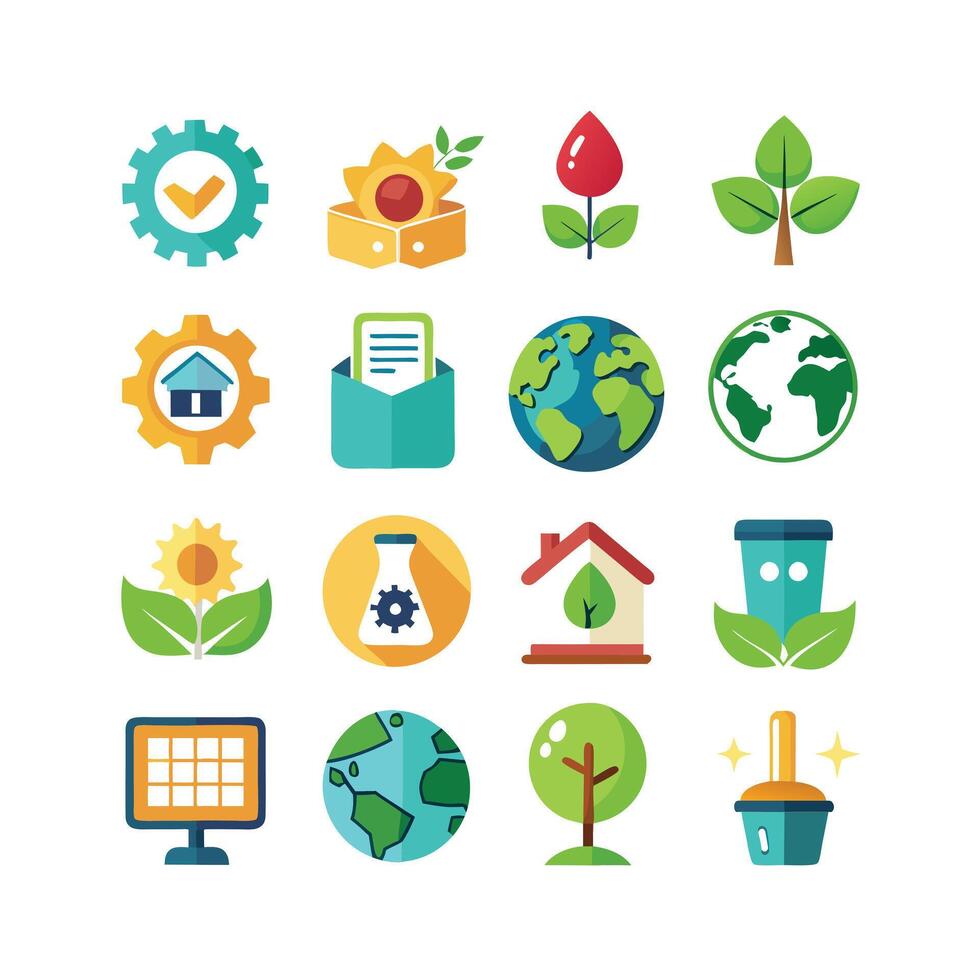 Environment and sustainability icon set illustration vector