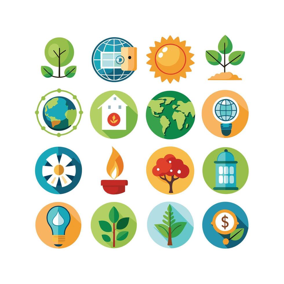 Environment and sustainability icon set illustration vector