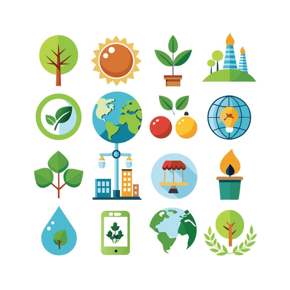 Environment and sustainability icon set illustration vector