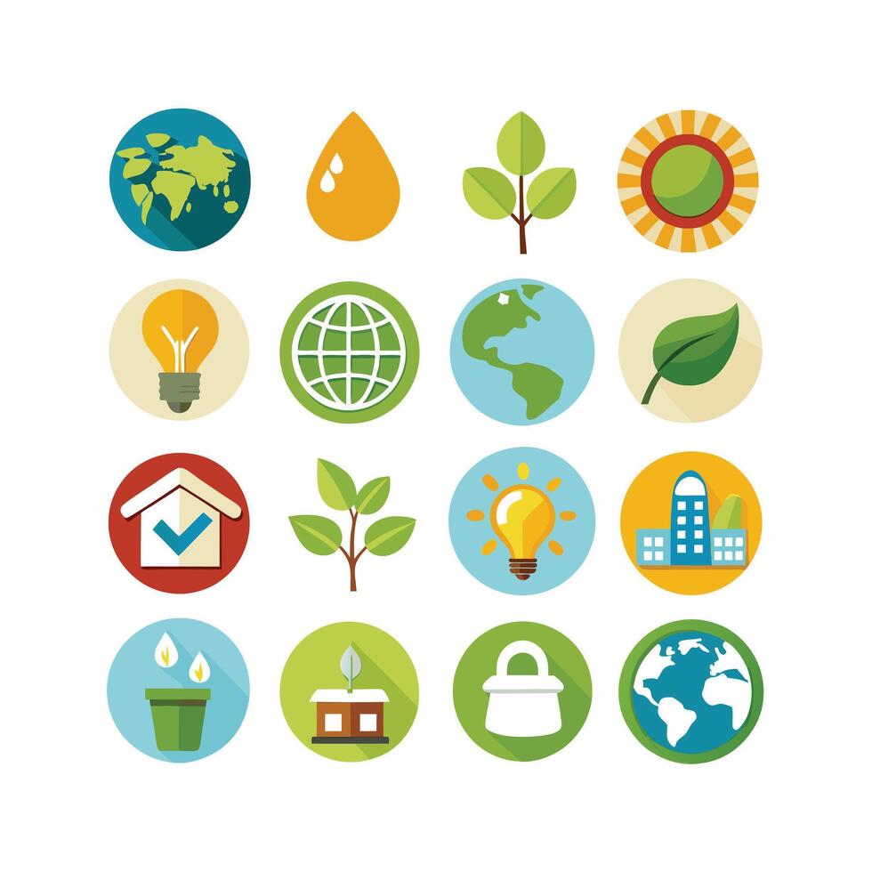 Environment and sustainability icon set illustration vector