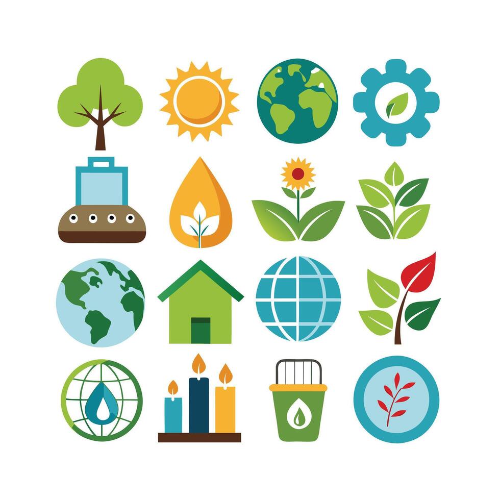 Environment and sustainability icon set illustration vector