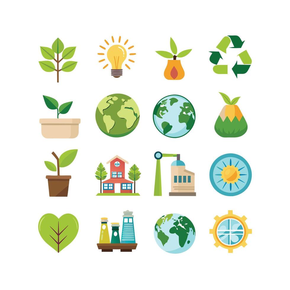 Environment and sustainability icon set illustration vector