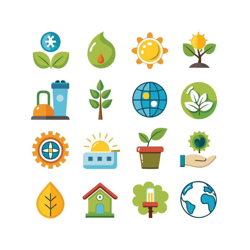 Environment and sustainability icon set illustration vector