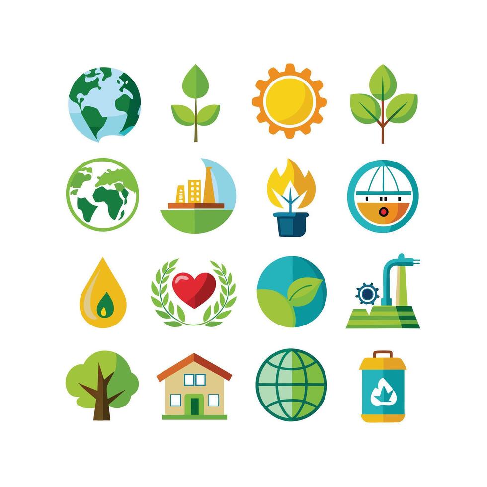 Environment and sustainability icon set illustration vector
