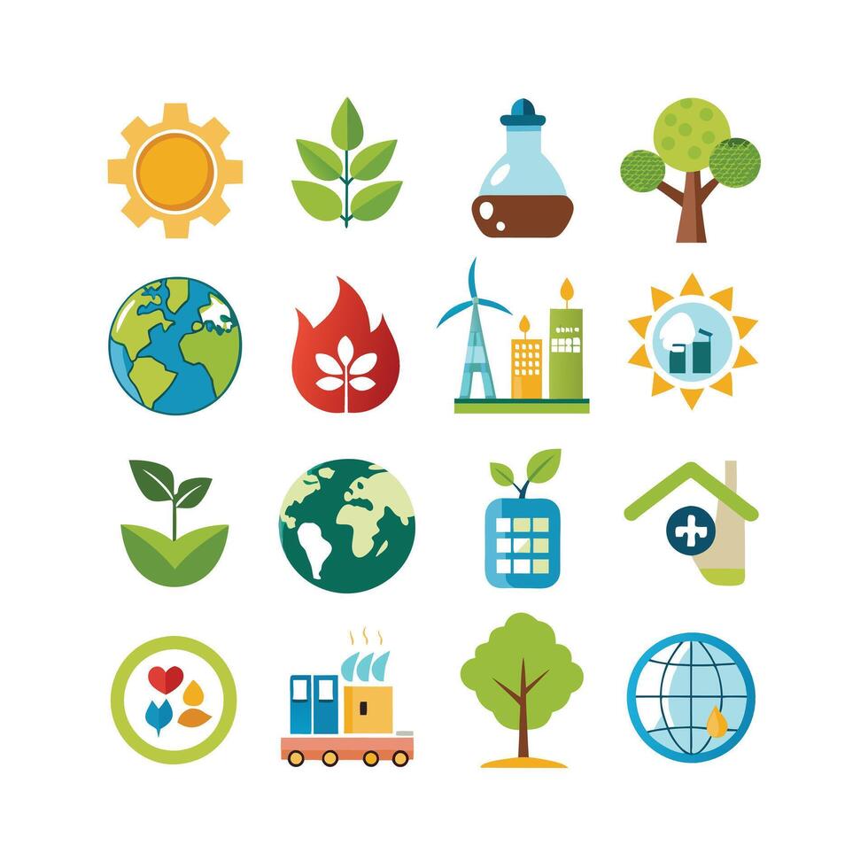 Environment and sustainability icon set illustration vector